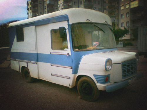 It's not a van, it's a retired ice cream truck. truck